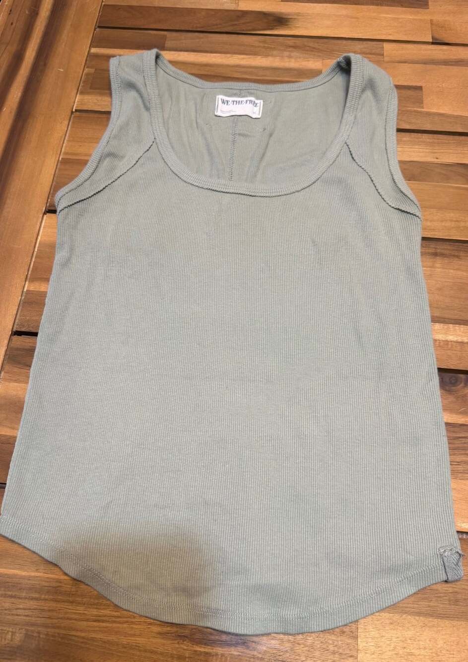 We The Free Ribbed Scoop Tank Size M Sage